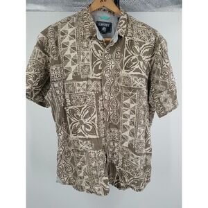 Seapointe Men's Button Up Hawaiian Shirt Size Large Floral Short Sleeve Pocket‎